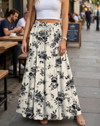 Jade Falda Maxi Mujer – Boho con Cintura Elástica, Cordón y Bolsillos