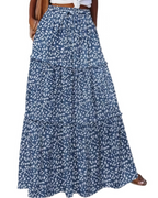 Ruby Falda Maxi Mujer – Estilo Boho Floral Vintage A-Line con Cintura Elástica y Volantes