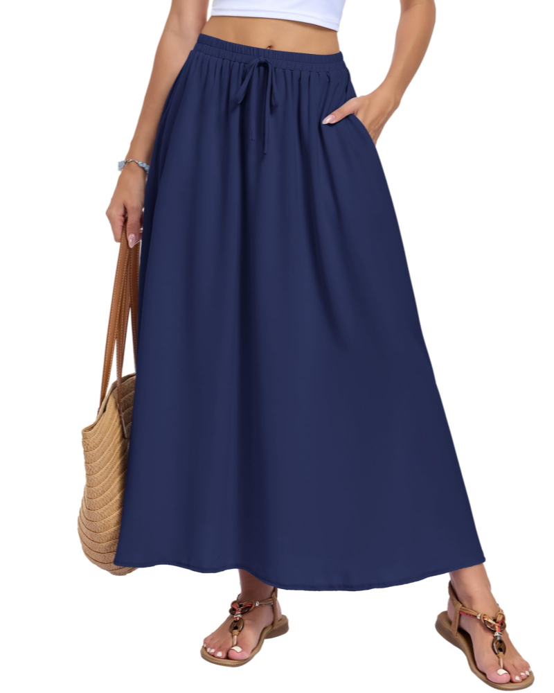 Naomi Falda Maxi Mujer – Corte A-Line con Cintura Ajustable y Bolsillos Laterales