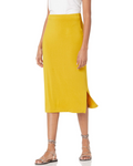 Eliza Falda Midi Mujer – Jersey Elástico con Cintura Pull-On y Aberturas Laterales
