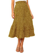 Paige Falda Midi Mujer – Plisada Polka Dot con Cintura Elástica y Bolsillos Laterales