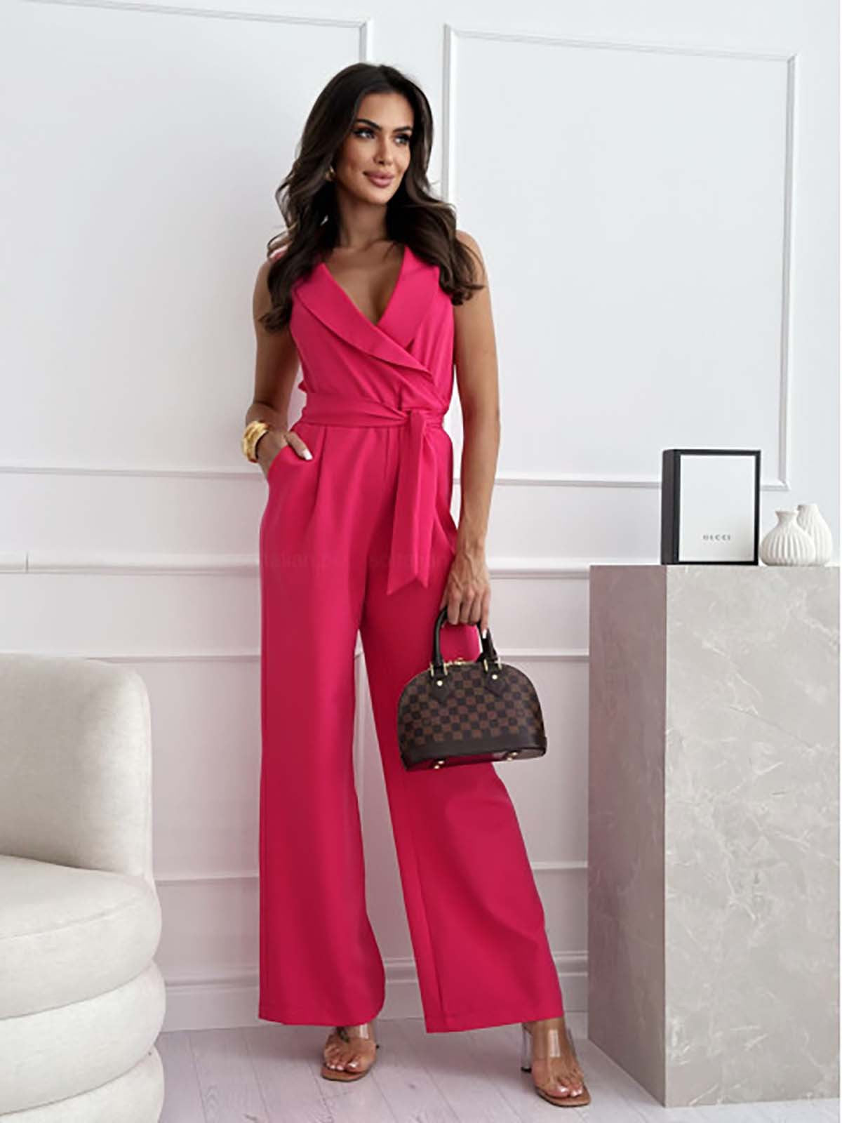 Giuliana Combinaison Élégante pour Femme – Combinaison Longue Sans Manches Chic