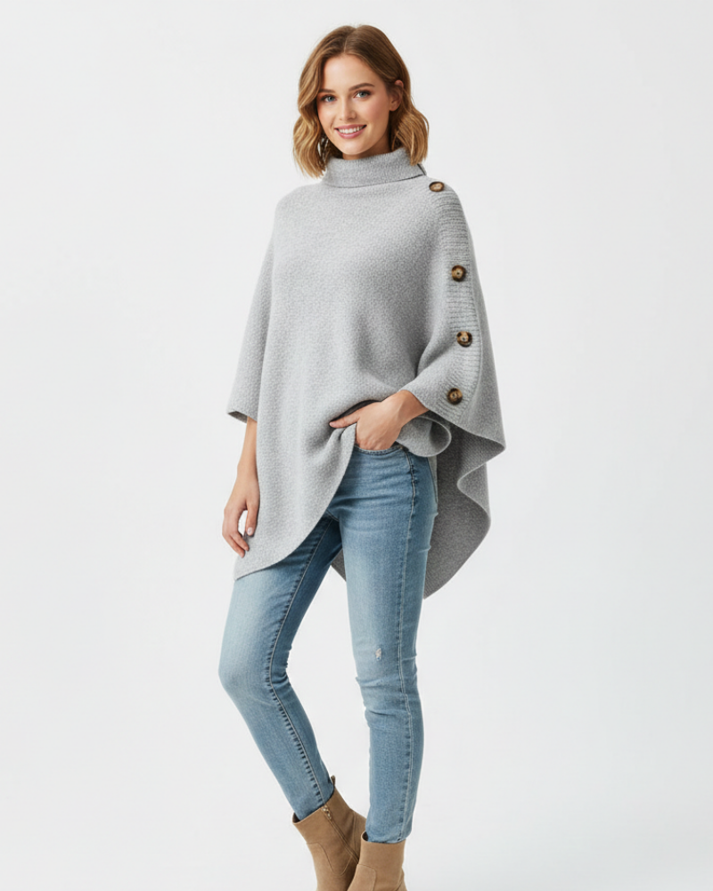 Elayne Poncho de Lana para Mujer – Capa Oversize Elegante Invierno Chic