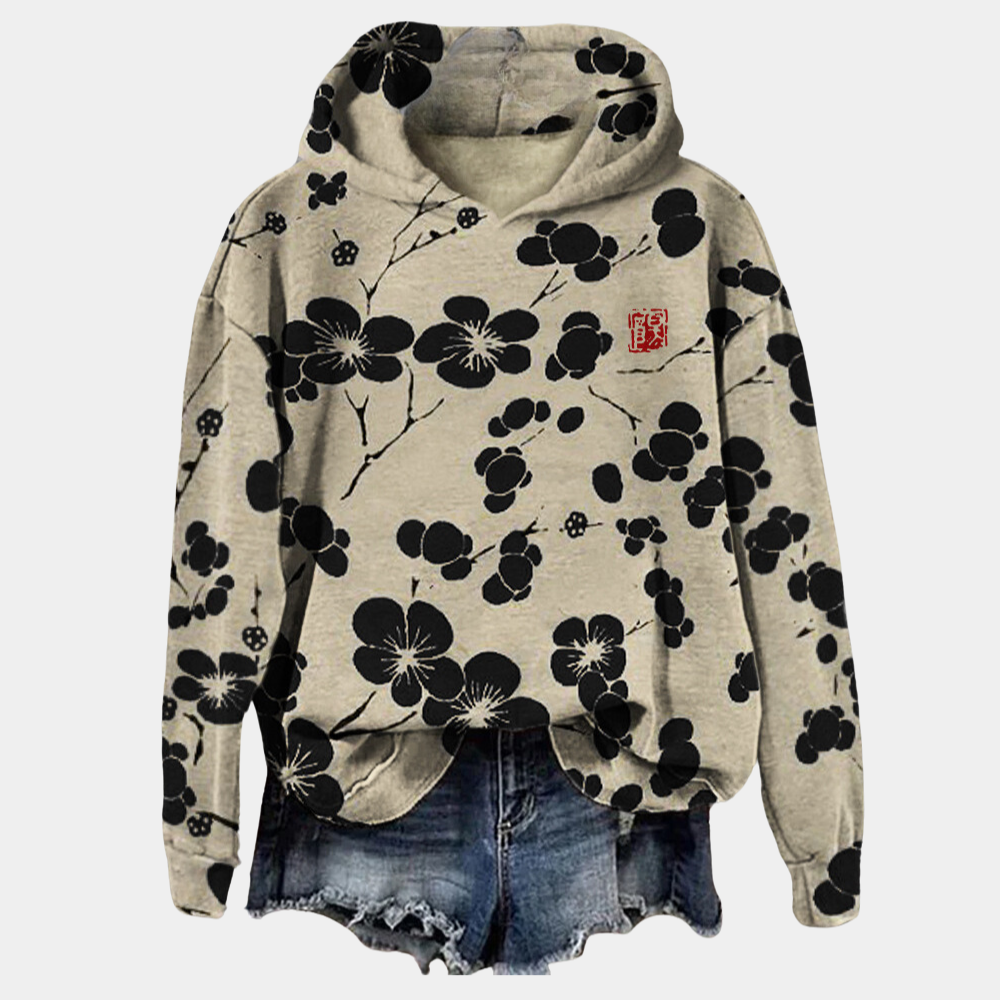 Kaori Sudadera con Capucha para Mujer – Hoodie Floral Oversize Cómoda y Moderna