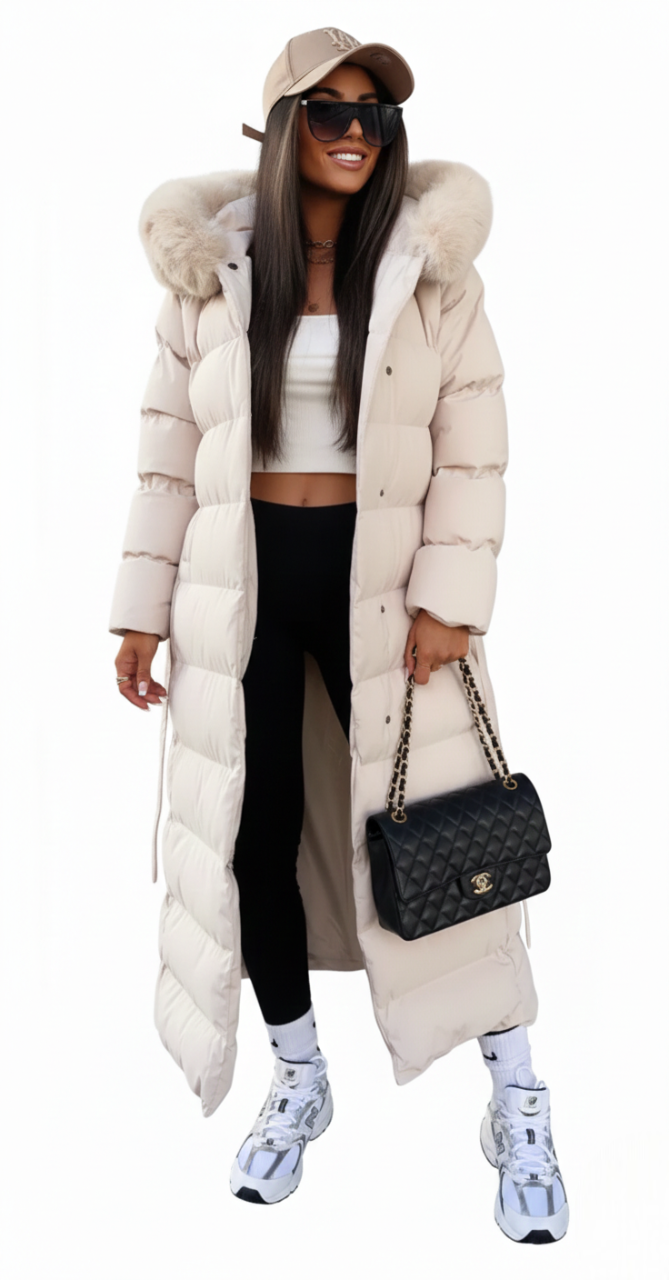 Vera Abrigo Largo de Invierno para Mujer – Chaqueta Acolchada Elegante con Pelo