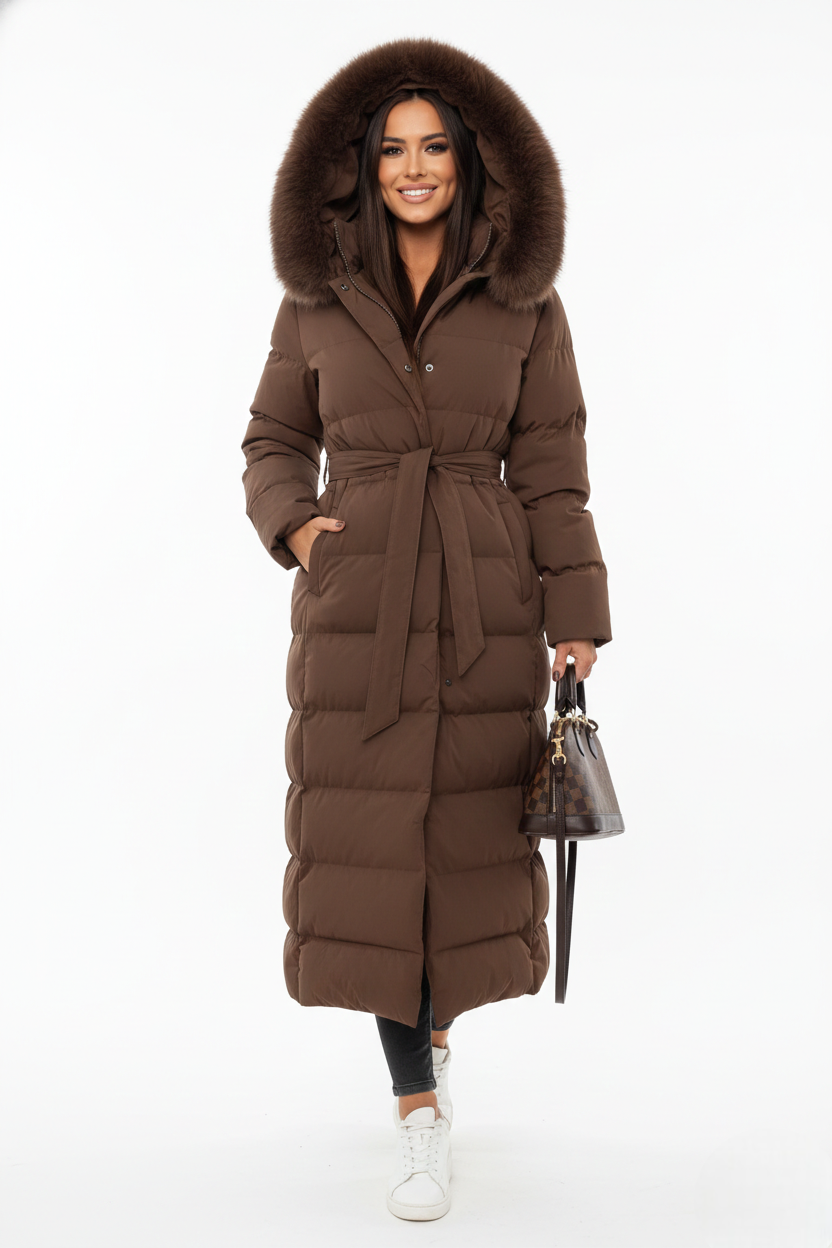 Vera Abrigo Largo de Invierno para Mujer – Chaqueta Acolchada Elegante con Pelo