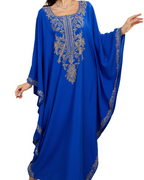 Bianca Vestito Kaftan Donna – Ricamo Floreale, Taglio Oversize e Tessuto Leggero