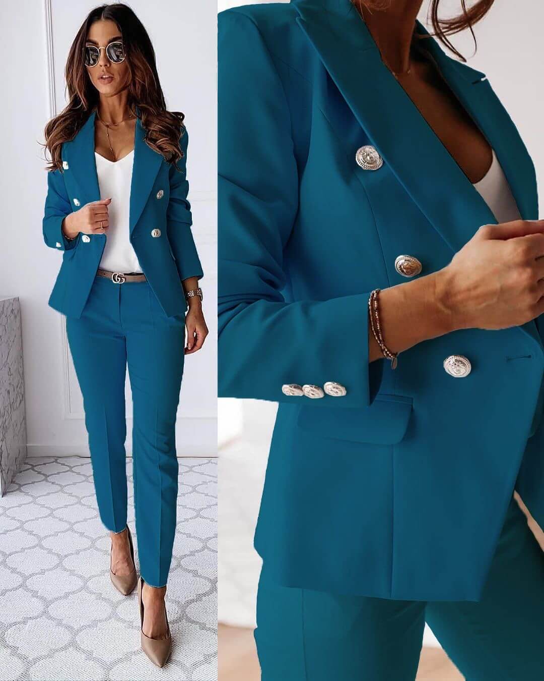 Elena Traje Elegante para Mujer – Blazer Sofisticado y Pantalón Ajustado Formal