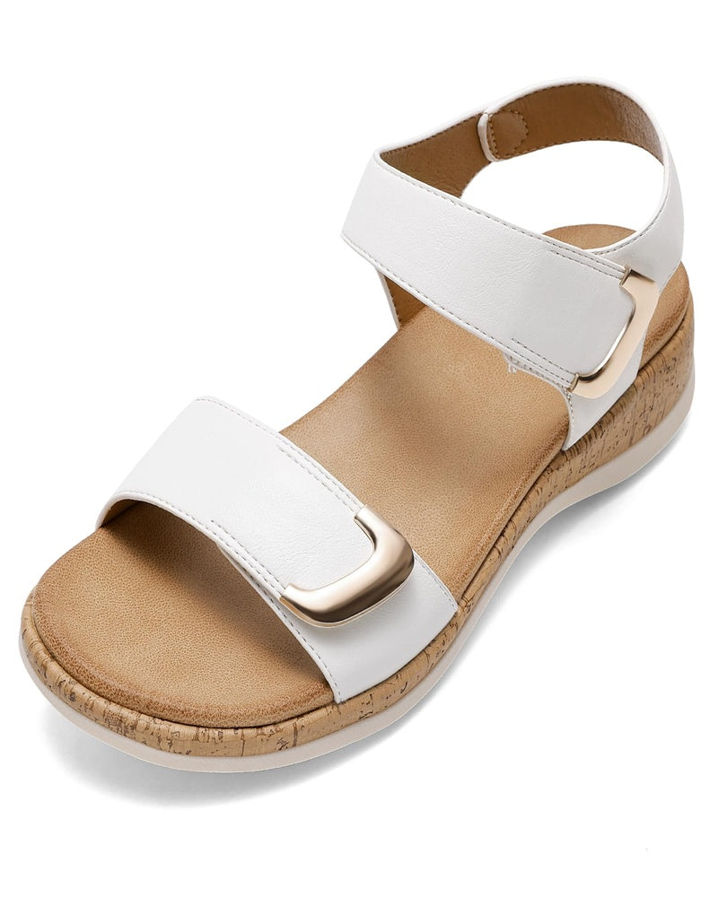 Daisy Sandales Plates Femme – Boucle Ajustable, Cuir PU et Semelle TPR