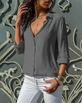 Rosalie Blusa Abotonada Mujer – Cuello Clásico, Manga Enrollable y Corte Relajado