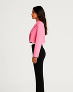 Tessa Blazer Corto Mujer – Corte Entallado, Solapas y Diseño Abierto