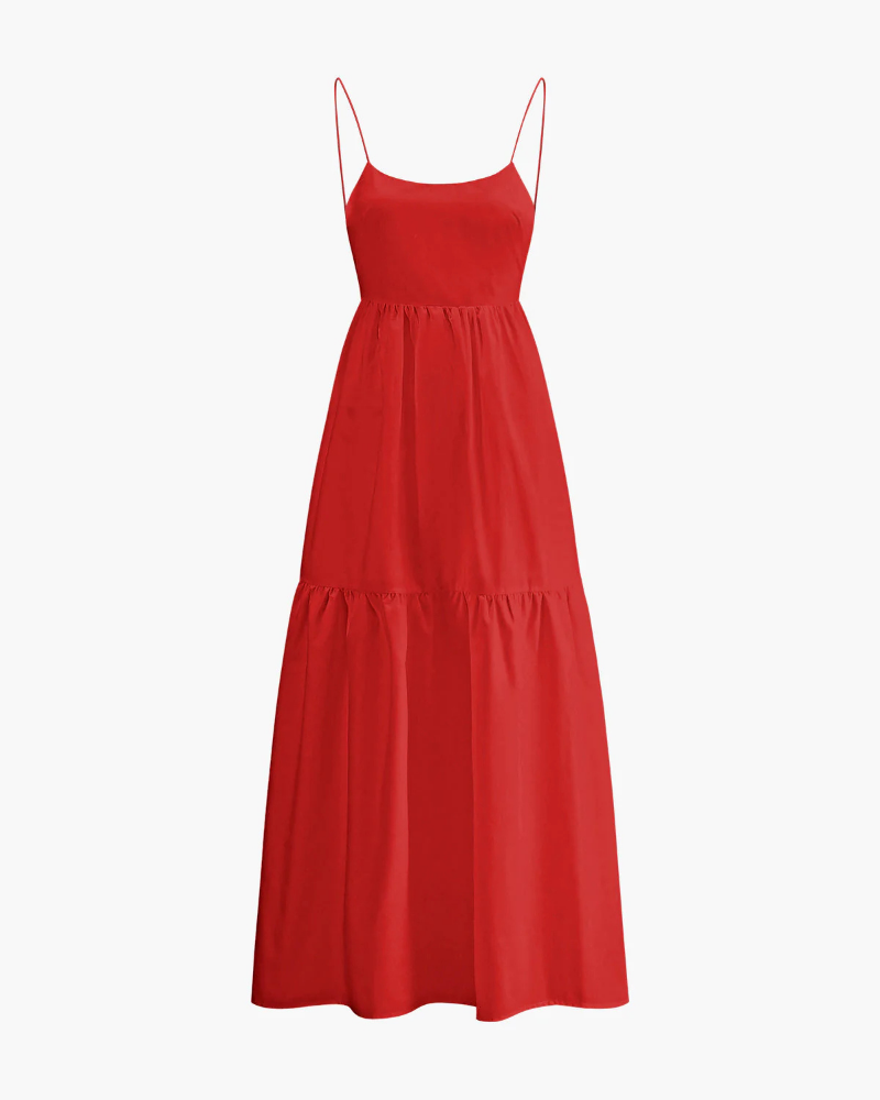 Maya Vestido Maxi Mujer – Sin Mangas, Escote Bajo y Corte Holgado