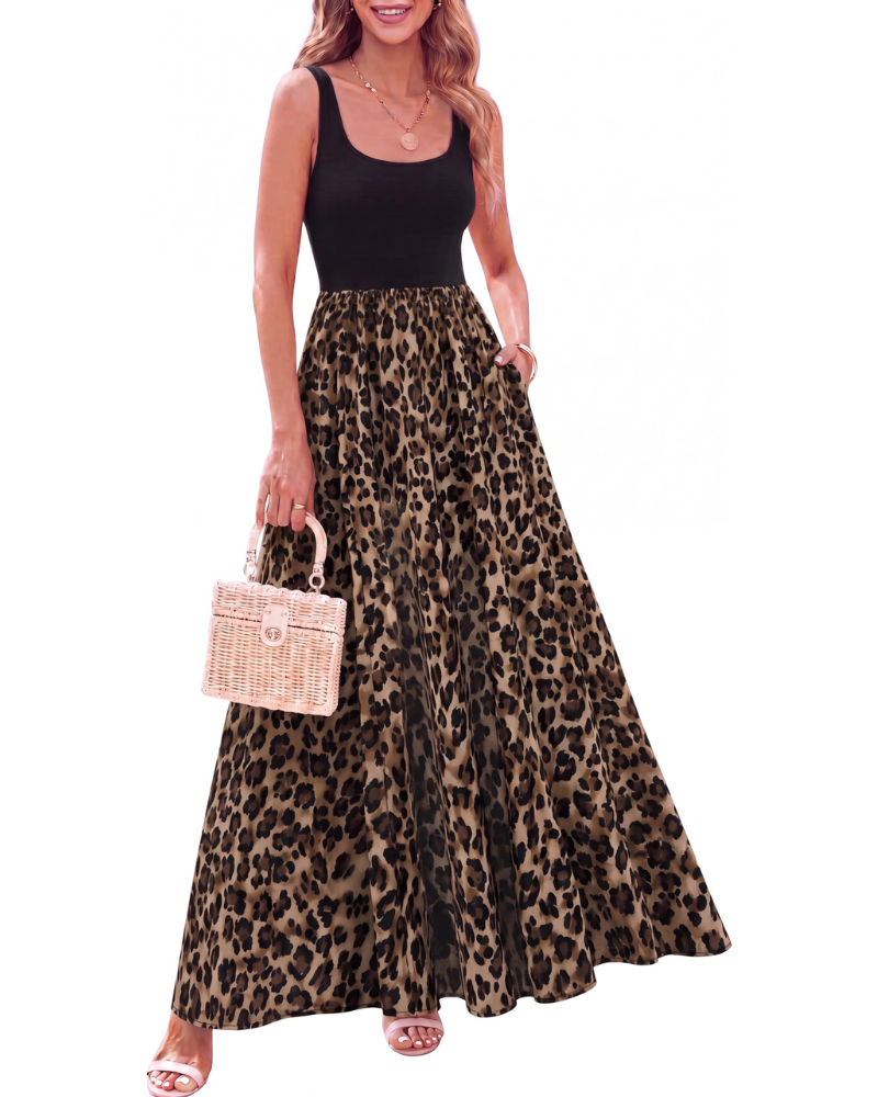 Juliet Vestido Maxi Mujer – Floral Boho, Sin Mangas, Cuello Scoop y Corte Línea A
