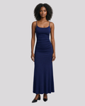 Arabella Vestido Maxi Mujer – Corte Bodycon, Tirantes Finos y Detalles Plisados