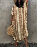 Isabelle Vestido Kaftán Maxi Mujer – Rayon Ligero con V-Cuello y Cinturón