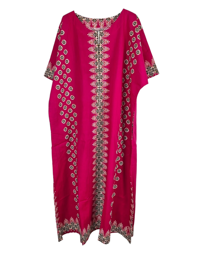 Ruby Vestido Kaftán Mujer – Algodón con Estampado Africano y Bolsillos