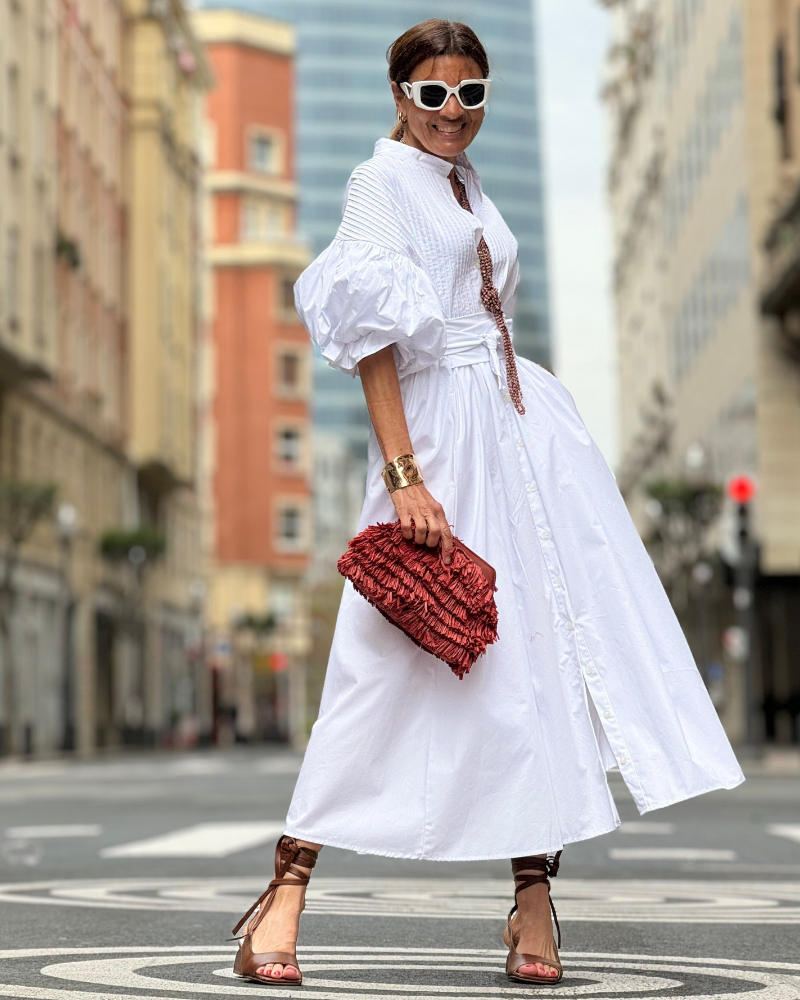 Marissa Vestido Maxi de Algodón Mujer – Algodón Egipcio, Cinturón y Bolsillos