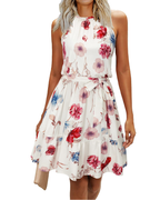 Sienna Vestido Halter Mujer – Sin Mangas con Cinturón y Corte Fluido