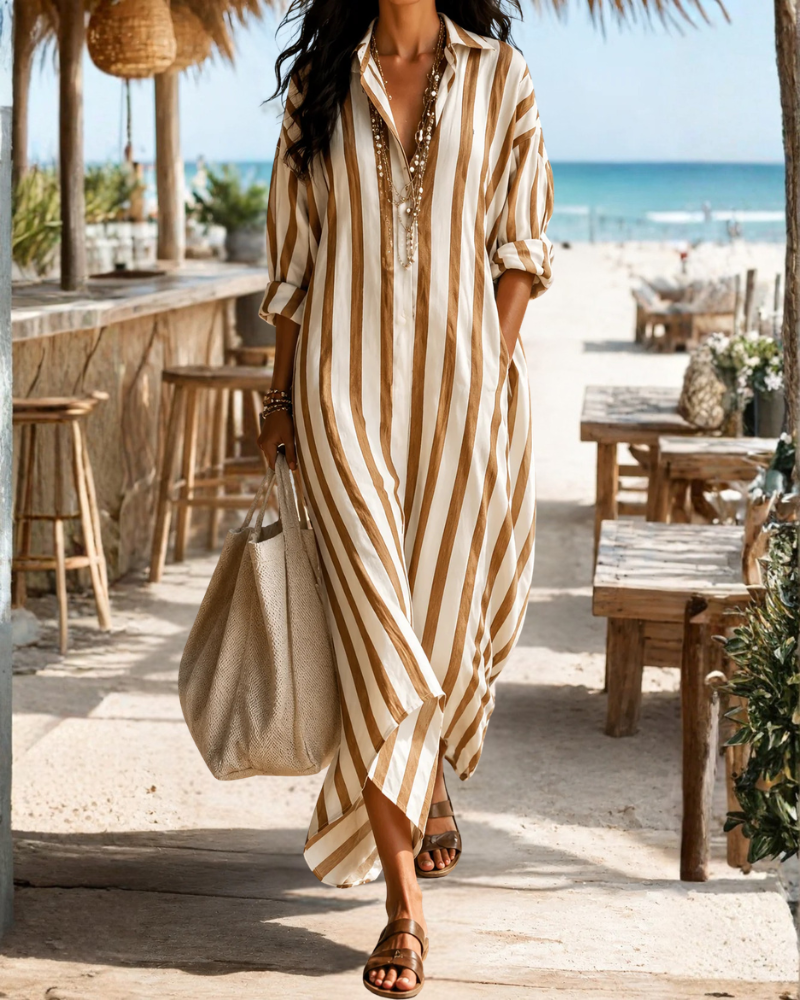 Naomi Vestido Camisero Maxi Mujer – Corte Fluido y Tejido Ligero Transpirable