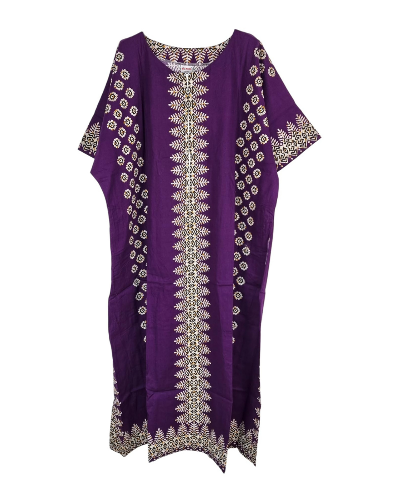 Ruby Vestido Kaftán Mujer – Algodón con Estampado Africano y Bolsillos