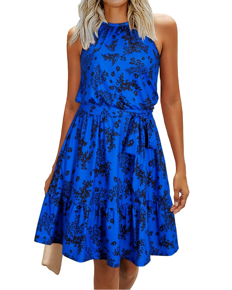 Sienna Vestido Halter Mujer – Sin Mangas con Cinturón y Corte Fluido