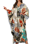 Zara Vestido Kaftán Mujer – Escote en V, Estilo Boho y Cover-Up de Playa