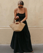 Maya Vestido Maxi Mujer – Sin Mangas, Escote Bajo y Corte Holgado