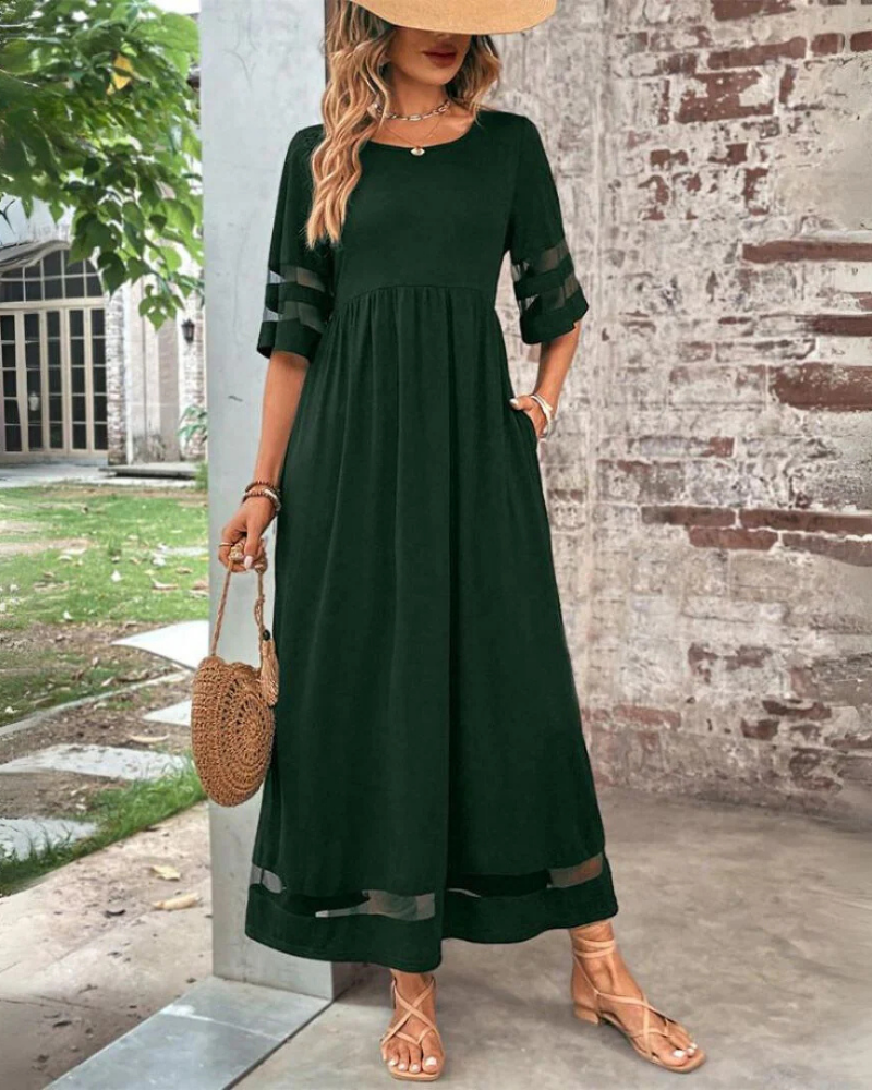 Colette Vestido Midi Mujer – Cintura Imperio, Corte Holgado y Falda Fluida