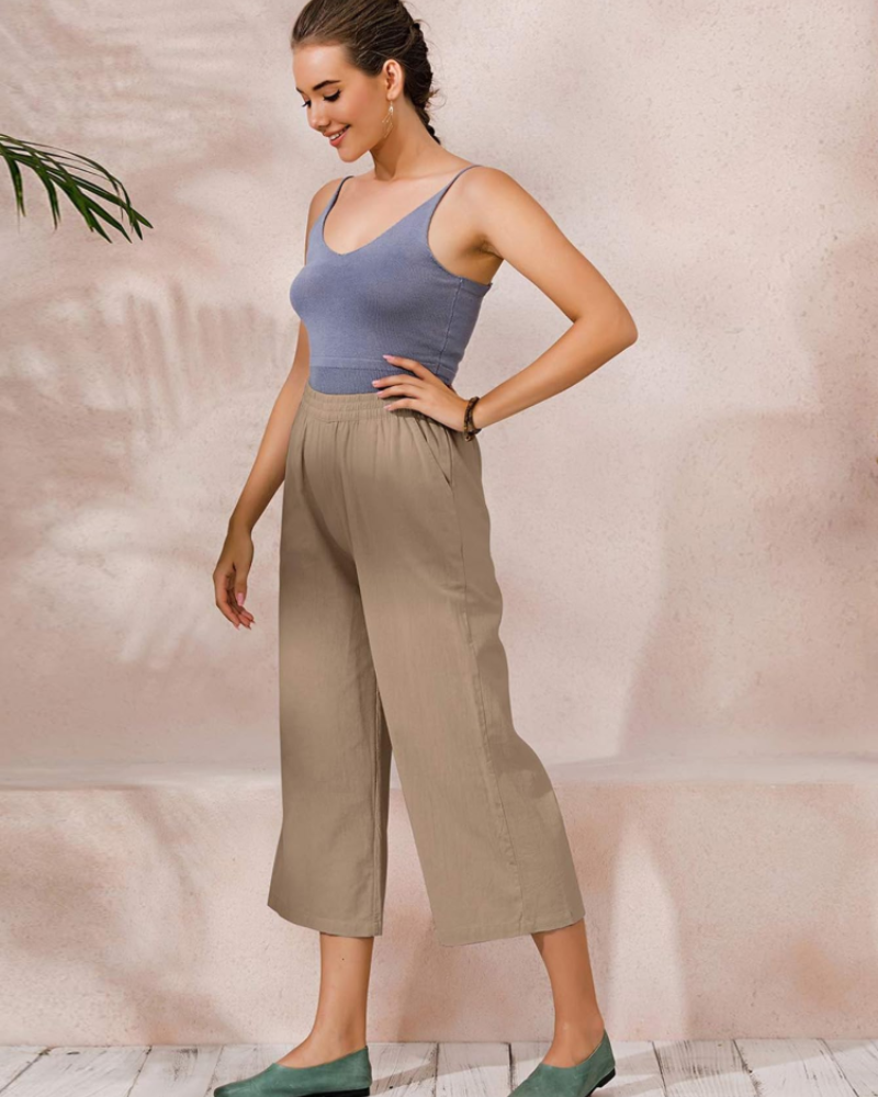 Piper Pantalón Algodón Mujer – Pierna Ancha con Cintura Elástica y Bolsillos