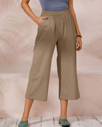 Piper Pantalón Algodón Mujer – Pierna Ancha con Cintura Elástica y Bolsillos