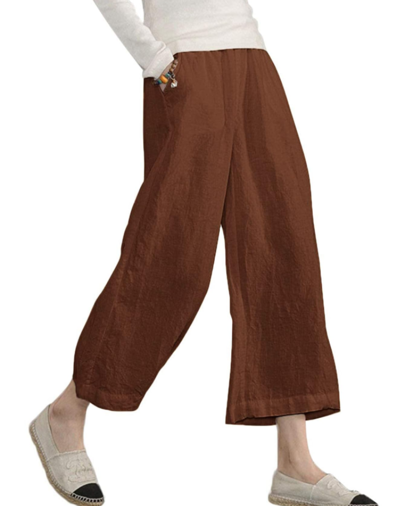 Piper Pantalón Algodón Mujer – Pierna Ancha con Cintura Elástica y Bolsillos
