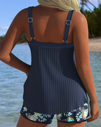 Kendra Tankini Mujer de Dos Piezas – Top a Rayas y Short con Cintura Elástica