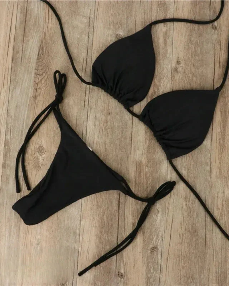 Stella Bikini Dorado Mujer – Conjunto Brillante con Tejido Elástico y Ajuste Favorecedor