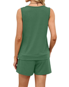 Audrey Conjunto Lounge Mujer – Top Sin Mangas y Shorts con Bolsillos