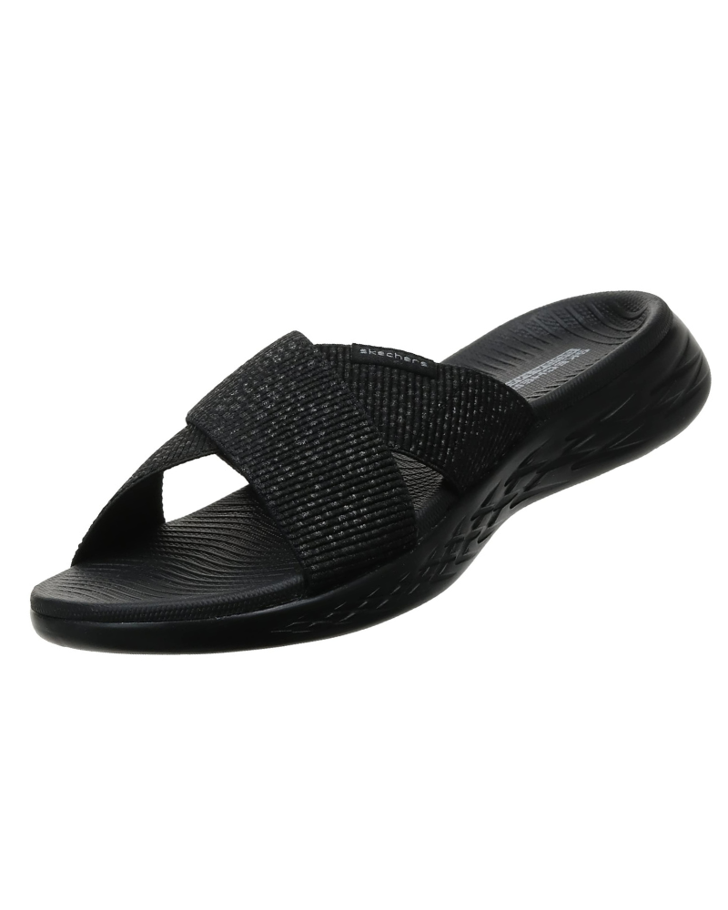 Hailey Sandalias Slip-On Mujer – Tiras Metalizadas, Plantilla Acolchada y Suela Flexible