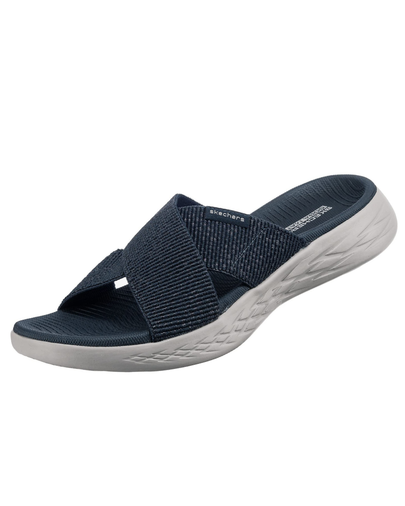 Hailey Sandalias Slip-On Mujer – Tiras Metalizadas, Plantilla Acolchada y Suela Flexible