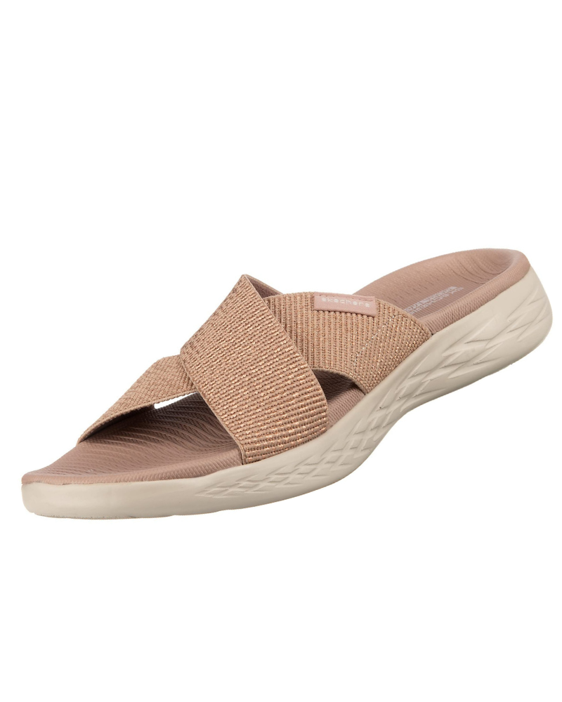 Hailey Sandalias Slip-On Mujer – Tiras Metalizadas, Plantilla Acolchada y Suela Flexible