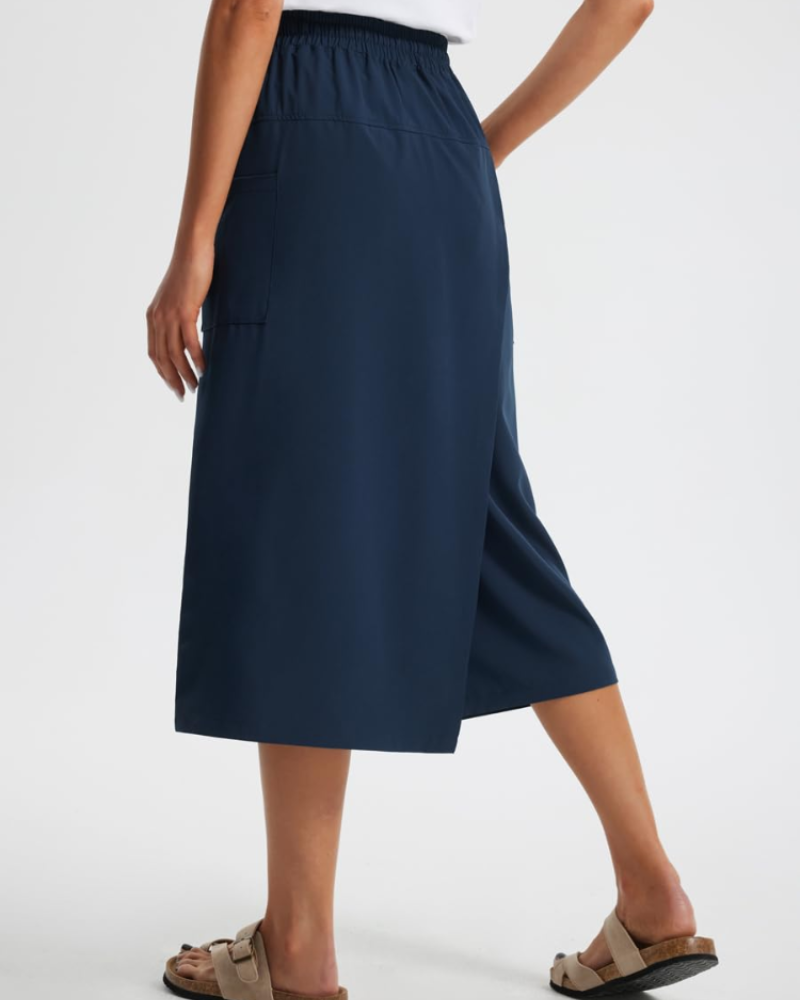 Sophie Pantalón Capri Mujer – Cintura Alta, Cordón Ajustable y Tejido Ligero Elástico