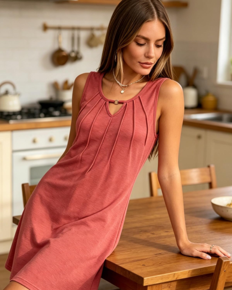 Evelyn Vestito Mini Floreale Donna – Scollo a V, Senza Maniche, Bottoni e Taglio a Linea A