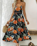 Paige Abito Maxi Floreale Donna – Spalline Sottili, Scollo a U e Silhouette Fluida