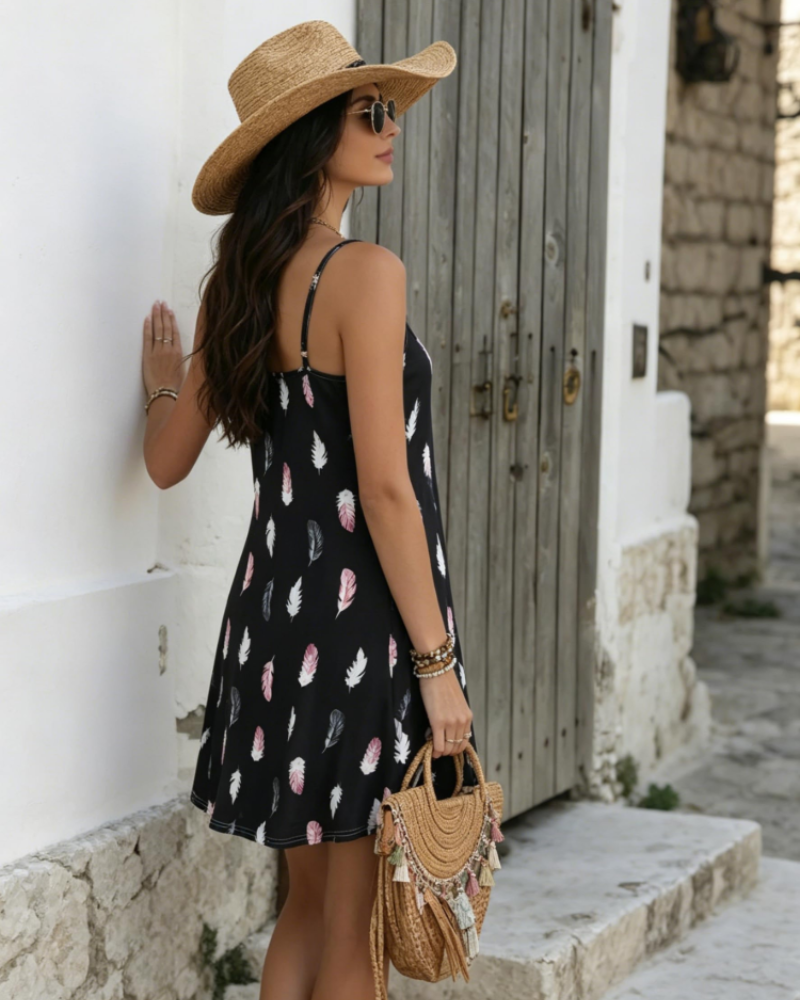 Hazel Vestido Mini Mujer – Tirantes Finos, Cuello en V y Tejido Elástico