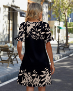 Callie Vestido Mini Boho Mujer – Cuello en V, Volantes, Bolsillos y Corte Línea A