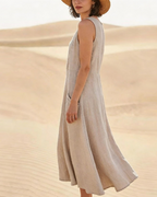 Lydia Vestido Maxi Mujer – Sin Mangas, Corte Holgado y Bolsillos Laterales