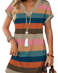 Camille Vestito T-shirt Donna – Scollo a V, Manica Corta, Tasche e Tessuto Elastico
