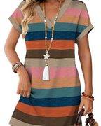 Camille Vestito T-shirt Donna – Scollo a V, Manica Corta, Tasche e Tessuto Elastico