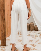 Camila Pantalón Capri Mujer – Algodón Ligero 3/4 con Cintura Ajustable y Bolsillos