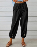 Madison Pantalón Capri Mujer – Algodón 100 %, Cintura Alta y Pierna Ancha