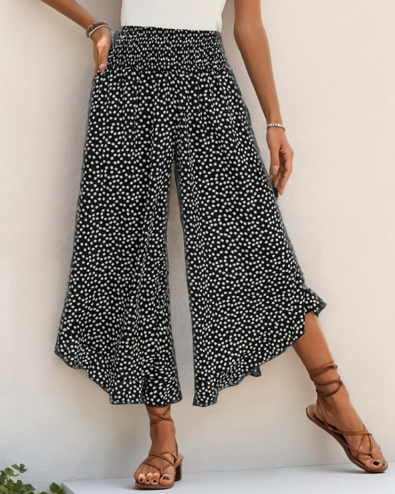 Laura Pantalón Palazzo Mujer – Cintura Alta, Pierna Ancha y Tejido Elástico