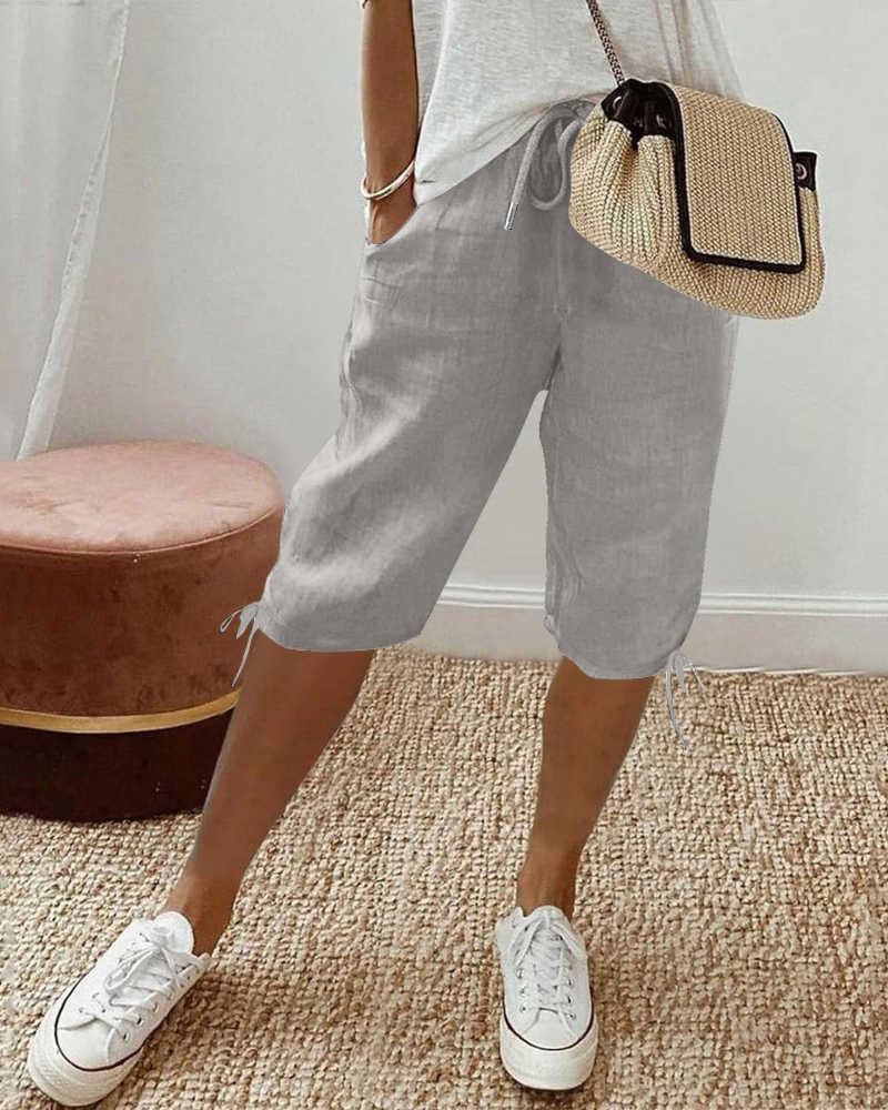Diana Bermuda Mujer – Shorts Algodón Lino con Cintura Ajustable y Bolsillos