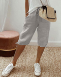 Diana Bermuda Mujer – Shorts Algodón Lino con Cintura Ajustable y Bolsillos